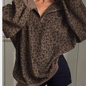 Leopard Print 1/4 Zip Long Sleeve